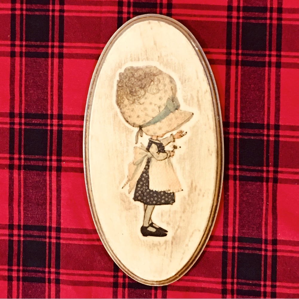 Vintage Holly Hobby style wood wooden plaque wall art Farmhouse home dec…